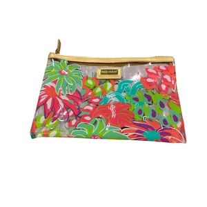 Simply Southern Plastic Zippered colorful makeup pouch bag Floral Cosmetic